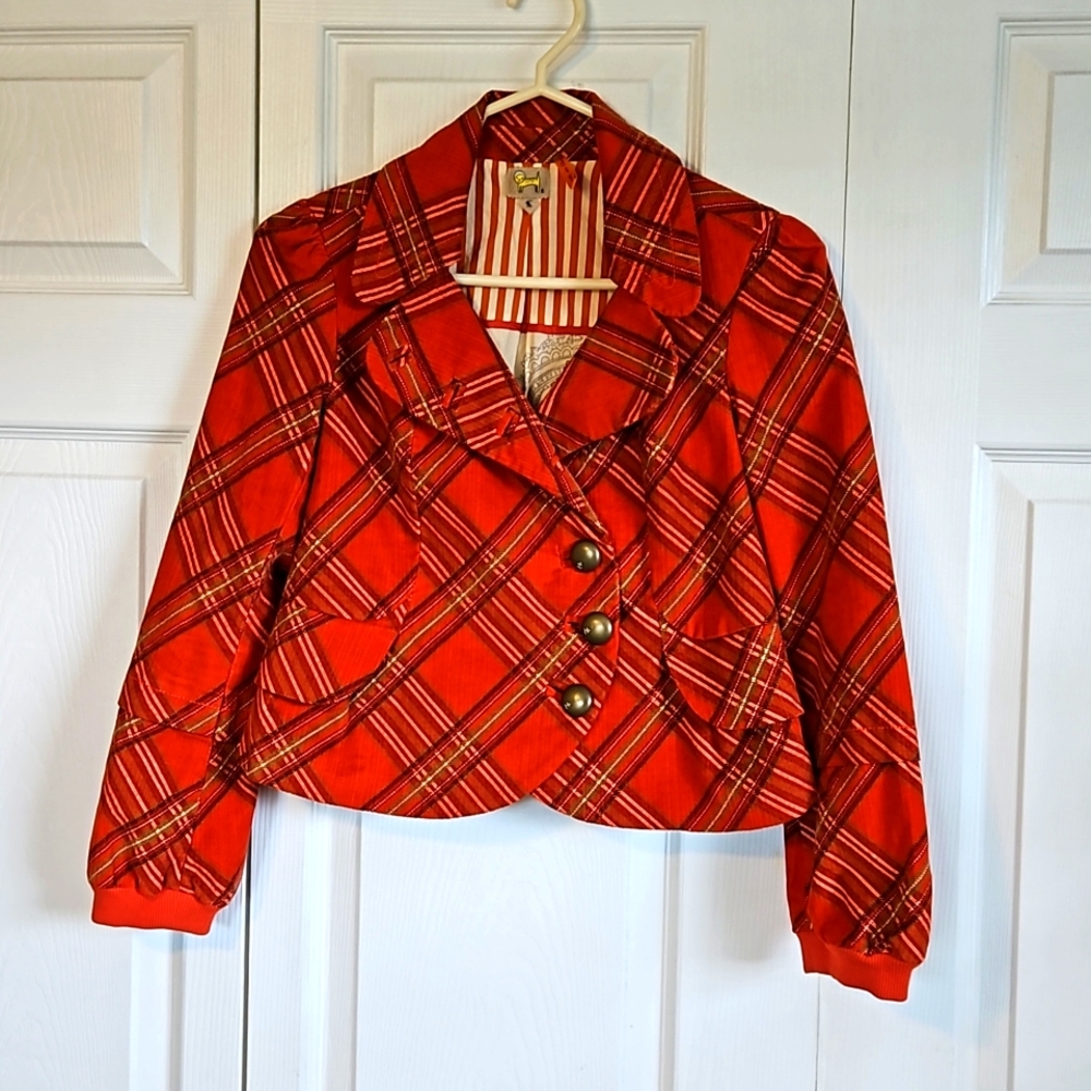 🍭Anthropologie Purrr Plaid Crop Blazer🍭